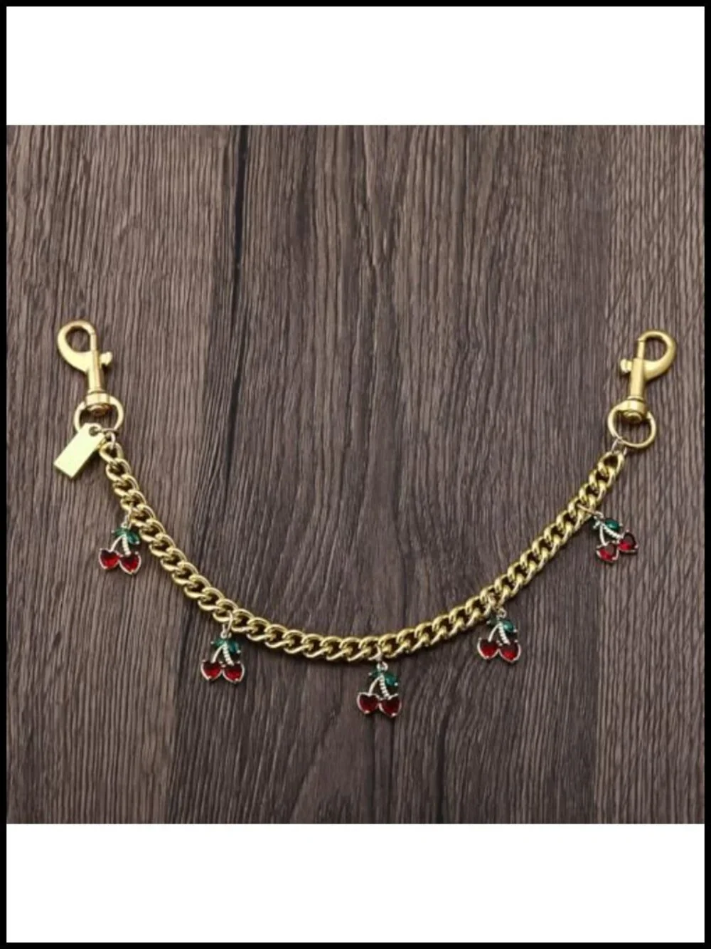Cherry Charms Bag Chain Keychain - Metal Key Ring Purse Accessory